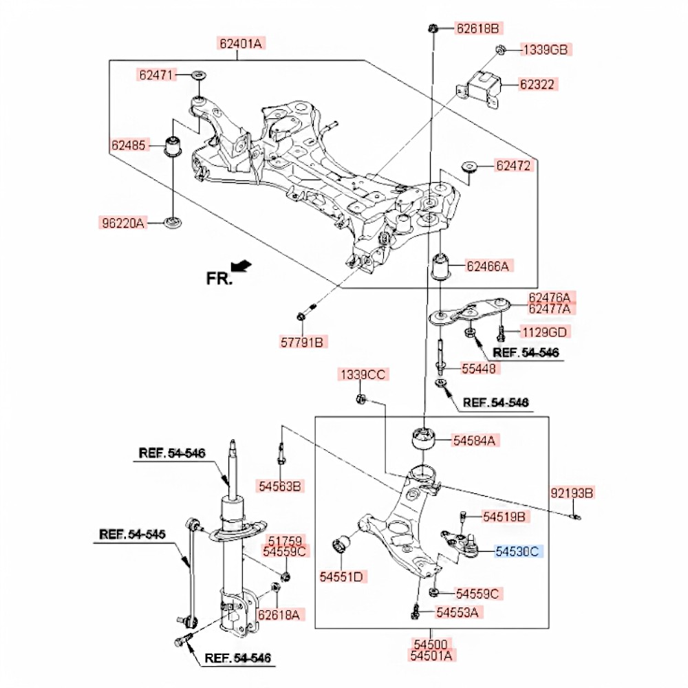 Опора шаровая нижняя Ceed. Артикул 545303S100. Производитель Kormax Корея. Изображение №1