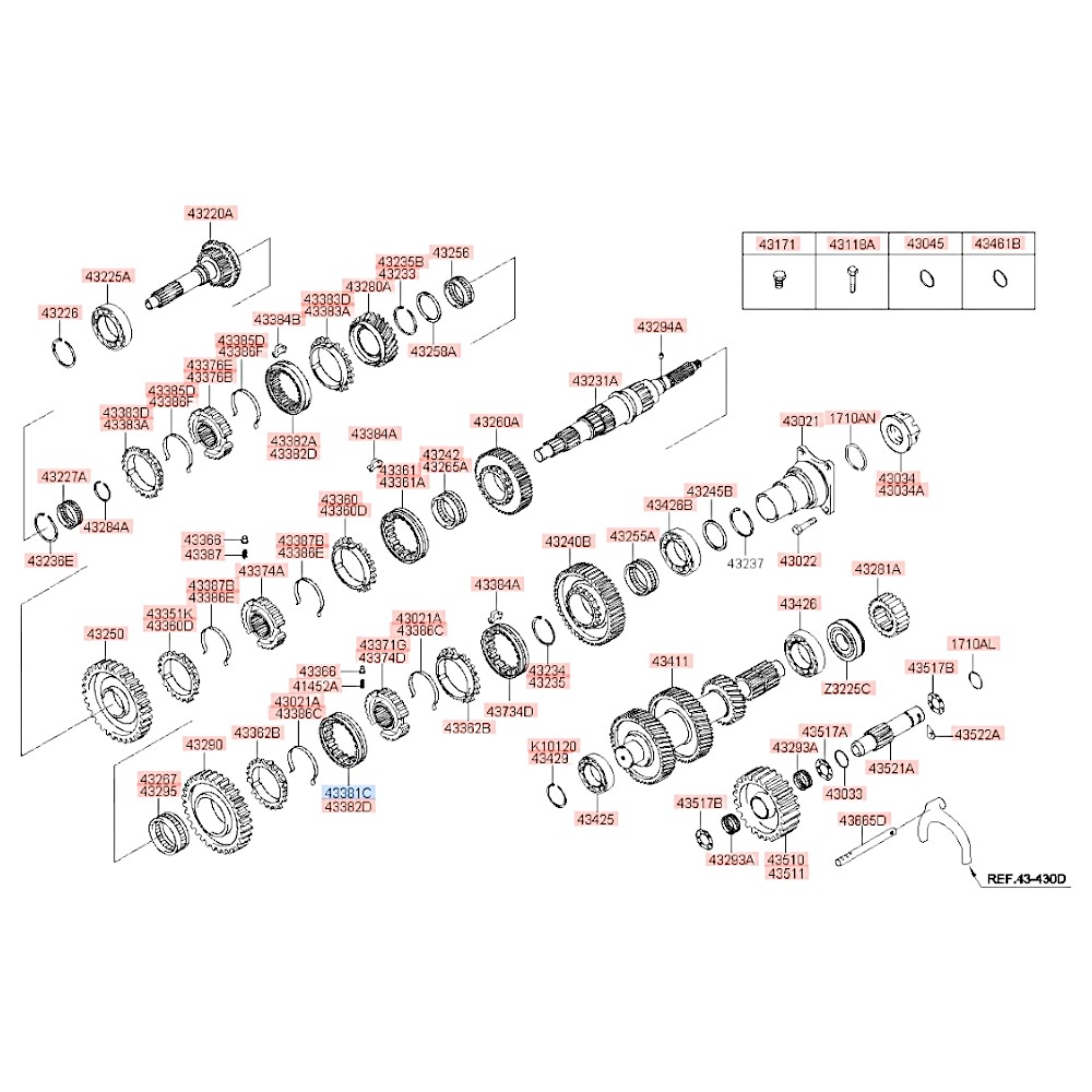 Обойма муфты 5/revers передачи HD65/72/78. Артикул 433825H011. Производитель Samgong Корея. Изображение №1