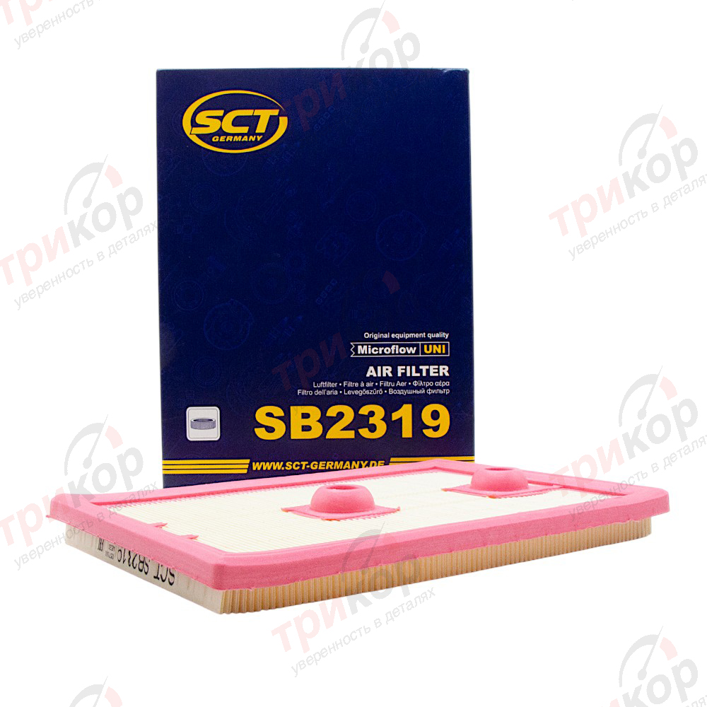 Фильтр воздушный Volkswagen Polo Golf Jetta Caddy Beetle Taos Touran Scirocco Skoda Octavia Rapid Fabia Kodiaq Yeti Karoq Superb Audi A1 A3 Q1 Q2 Q3 SCT Германия SB2319. Фото №1 в каталоге ТРИКОР.