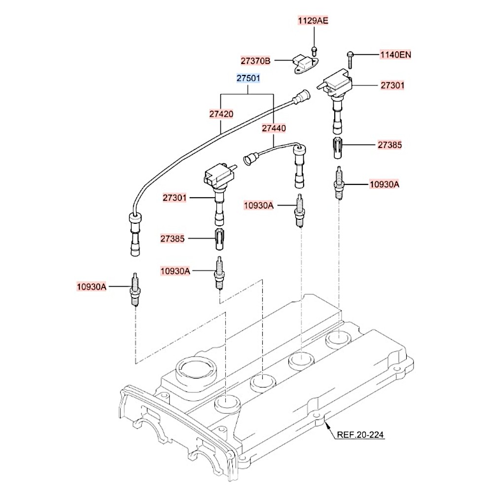 Провода высоковольтные (к-кт. 6шт.) V6 2.7L G6BA Sonata. Артикул 2750137A00. Производитель Kormax Корея. Изображение №1