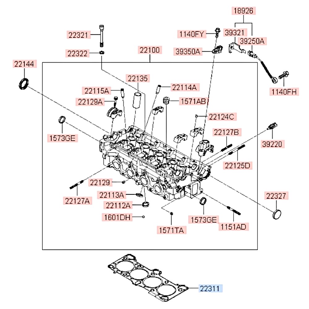 Прокладка ГБЦ (металлическая) STD 1.5 DOHC Cerato. Артикул 2231126603. Производитель Оригинал. Изображение №1