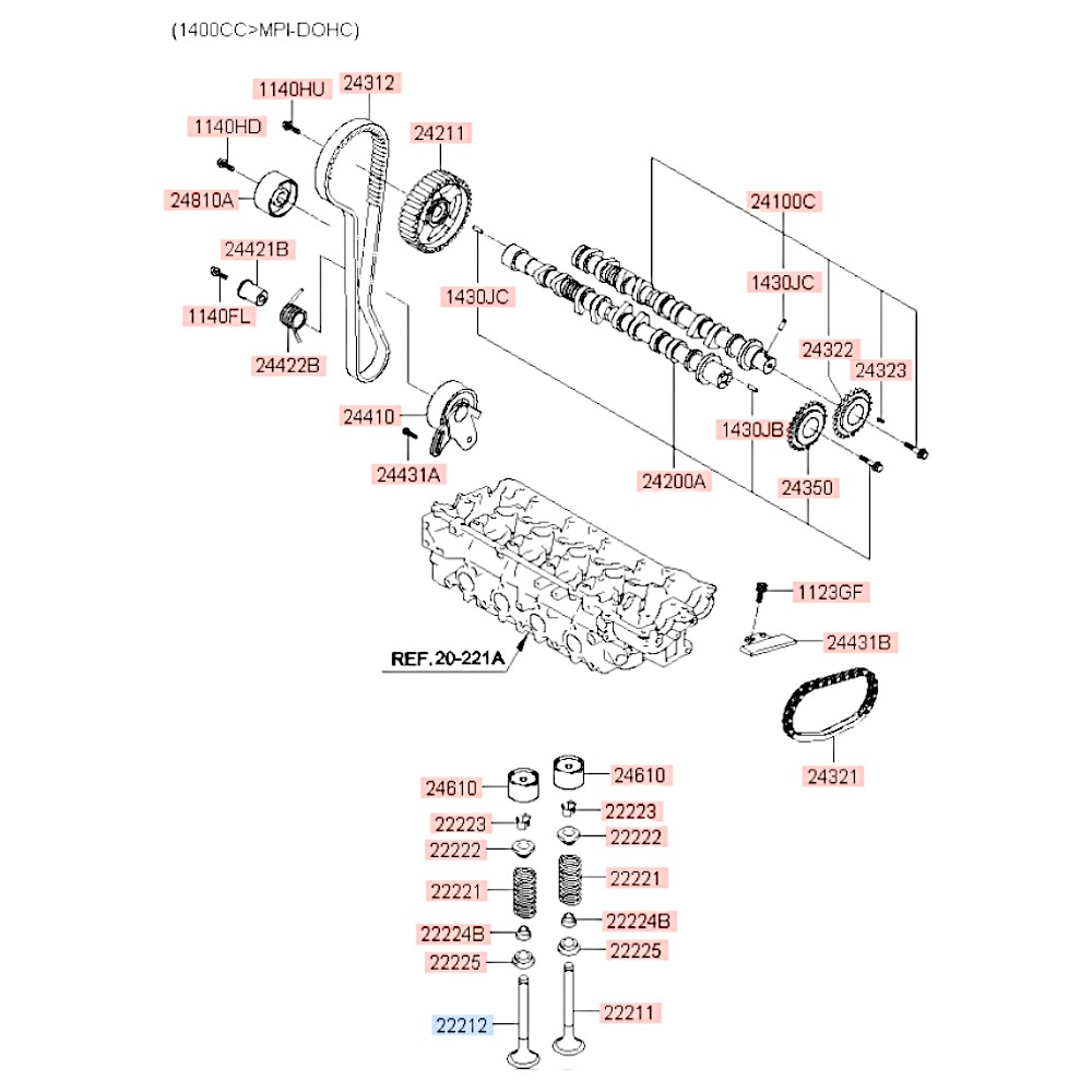 Клапан выпускной DOHC 16 клапан. Rio. Артикул 2221226000. Производитель Shinhan Корея. Изображение №1