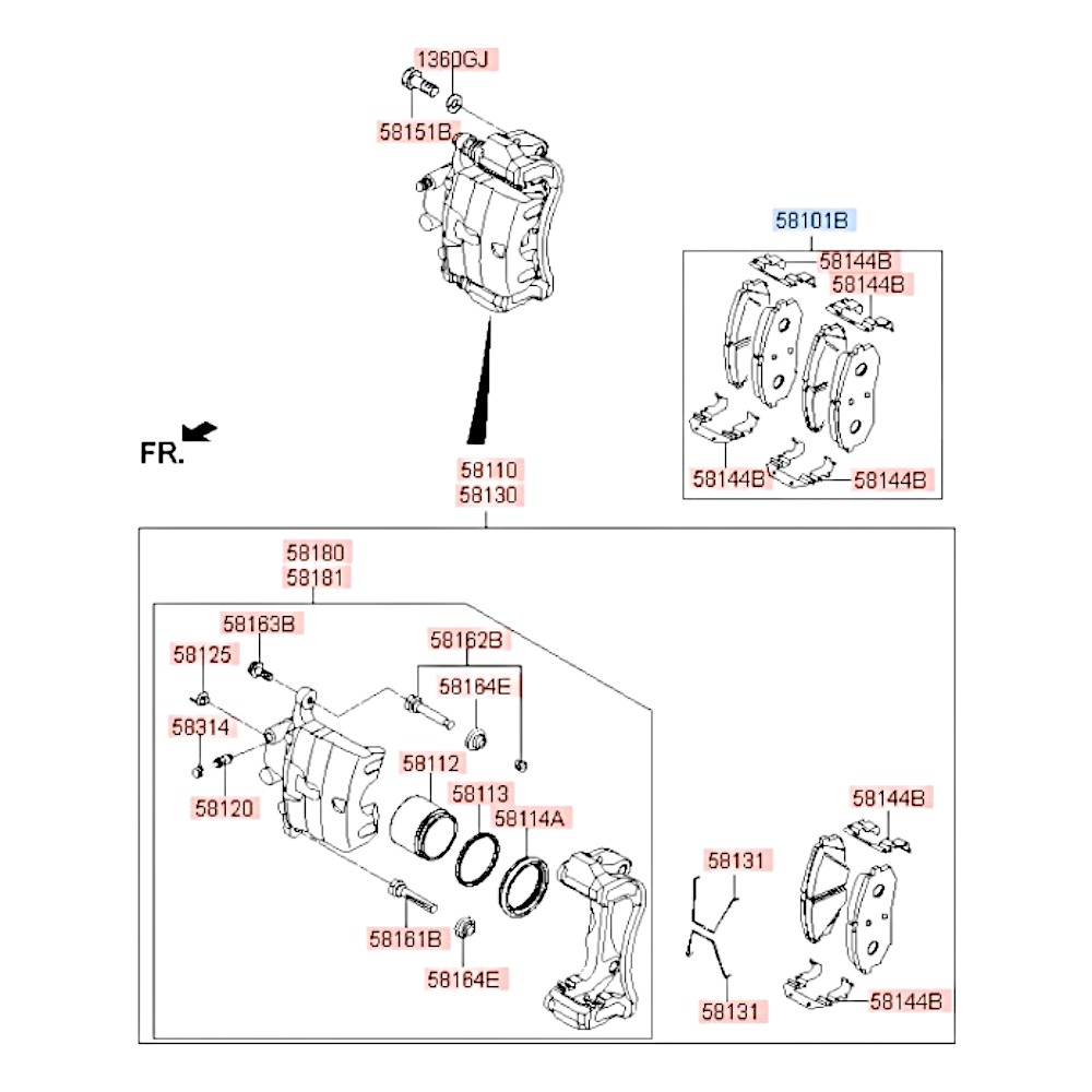 Колодки тормозные передние Ceed. Артикул 58101G4A10. Производитель Sangsin Brake Корея. Изображение №1
