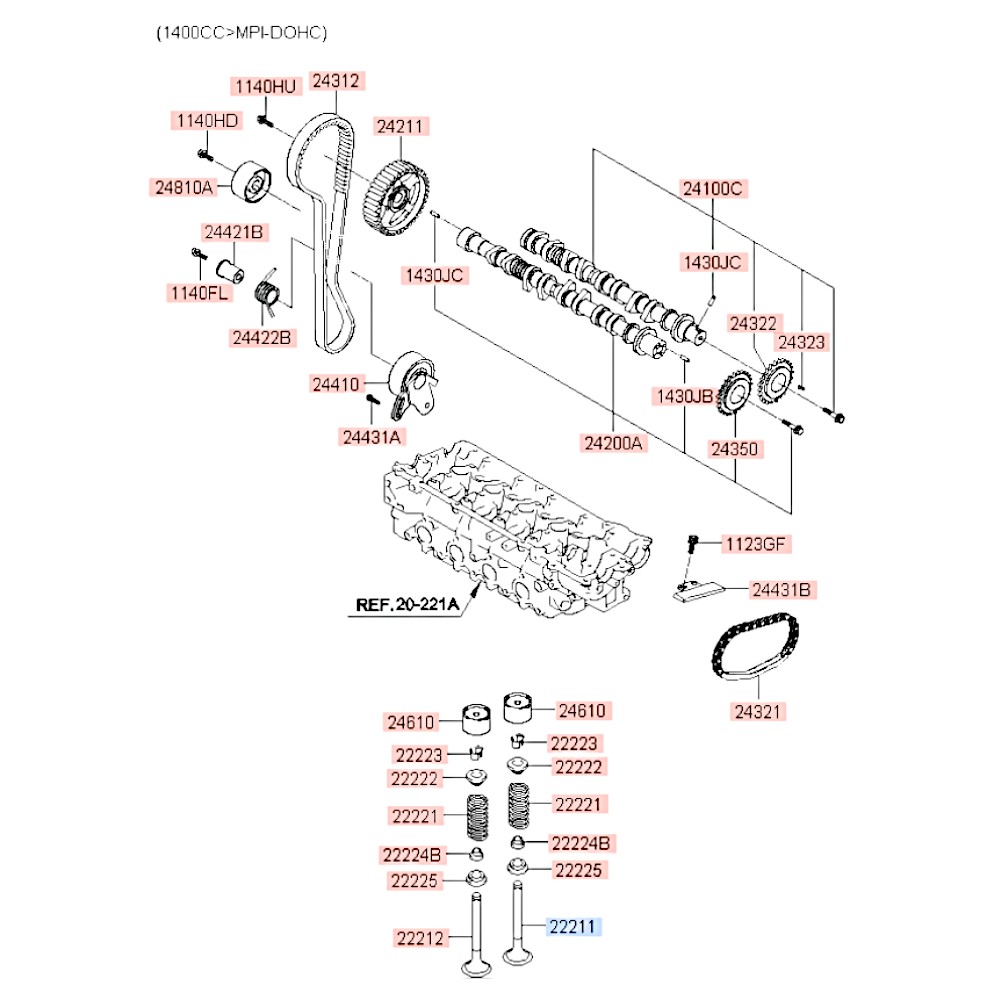 Клапан впускной DOHC 16 клапанный Accent/Elantra/Getz/Rio/Cerato!. Артикул 2221126600. Производитель Shinhan Корея. Изображение №1