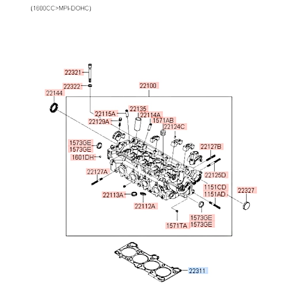 Прокладка ГБЦ паронит STD 1.5 DOHC Rio. Артикул 2231126101. Производитель Arirang Корея. Изображение №1